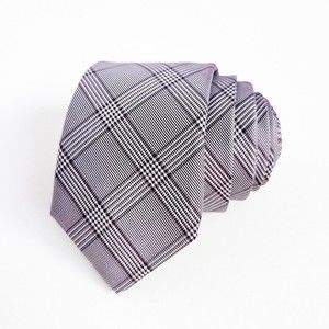 NEW Handmade Silk Tie Glen Plaid Pattern Perlis Silver Burgundy Custom